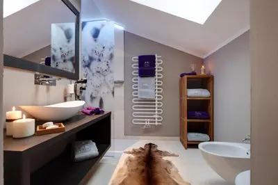 a bathroom with a sink and two sinks at Crioli Dolomiti Lodge in Villabassa