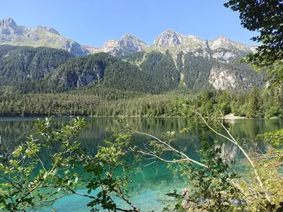 a view of a lake with mountains in the background at Casa Martina in Malosco
