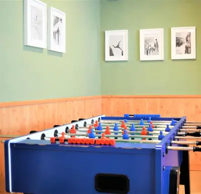 a large blue table with at Park Hotel Sancelso in Bellamonte