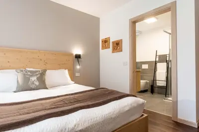 a bedroom with a large bed and a mirror at La Pao Bed and Breakfast in Segonzano