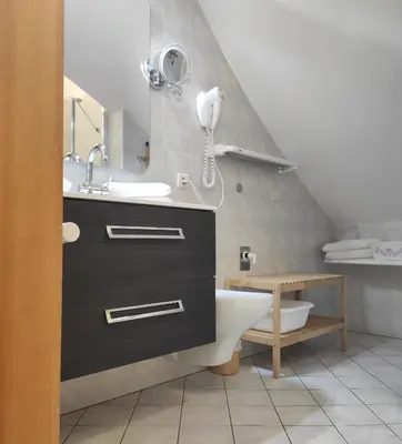 a bathroom with a sink and a toilet at Maurerhof Apartments Kronplatz in San Lorenzo di Sebato