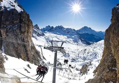 a group of horses on a ski lift on a mountain at Cesa da Riz in Colle Santa Lucia