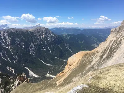a view from the top of a mountain at Lü de Rü in San Vigilio Di Marebbe