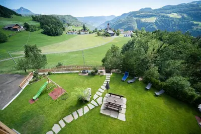 an aerial view of a park with a picnic table at Fortschöllhof in Castelrotto