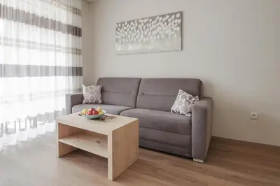 a living room with a couch and a table at Apartment Hotel Christine in Avelengo