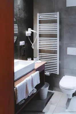a bathroom with a sink and a toilet at Anewandterhof in Brunico