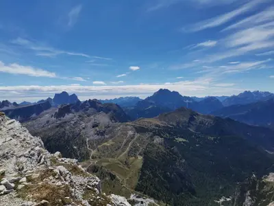 a view of the mountains from the top of a mountain at Affittacamere Blank in Arabba
