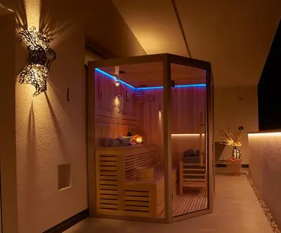 a room with a room with a mirror and a room with a room at Penthouse I CIPRESSI in Postal