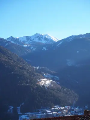 a view of a mountain with snow capped mountains at B&B Signora Elvira in Capriana