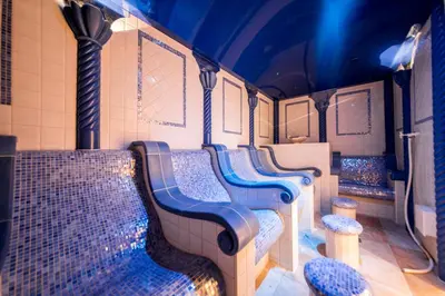 a row of seats on a subway train at Villa Genziana in Selva di Val Gardena