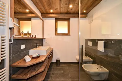 a bathroom with a sink and a toilet at Proihof in Funes