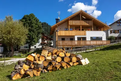 a pile of logs in front of a house at Editlodge 
