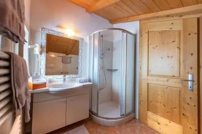 a bathroom with a shower and a sink at Apartments Agave in Ortisei