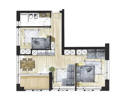 a rendering of a floor plan of a house at Plattnerhof Viums in Naz-Sciaves
