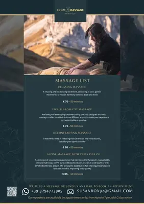 a flyer for a massey trust painting workshop at Villa Molin Del Faure in Alleghe