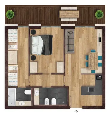 an overhead view of a room with a floor plan at Movi Family Apart-Hotel ****s in Corvara in Badia