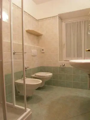 a bathroom with a toilet and a sink at Hotel L'Ideale in Moena