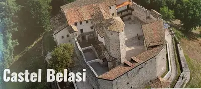an aerial view of a castle with the words castle belfast at Appartamento Da Romina con parcheggio gratuito in Sanzeno
