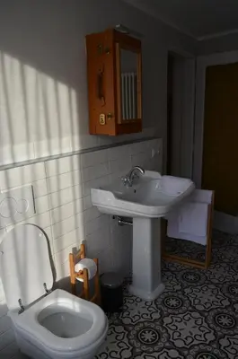 a bathroom with a sink and a toilet at Villa Iolanda in Merano