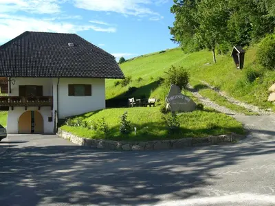 a small house on a hill next to a road at Pirchnerhof in Longomoso