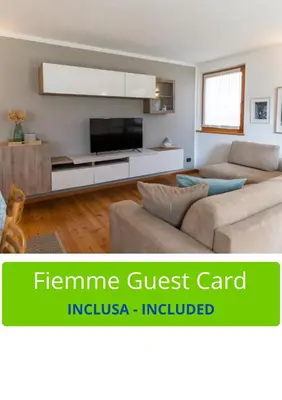 a living room with two couches and a tv at CASA BEBA - 2 camere, 2 bagni, parcheggio Dolomiti Affitti in Cavalese