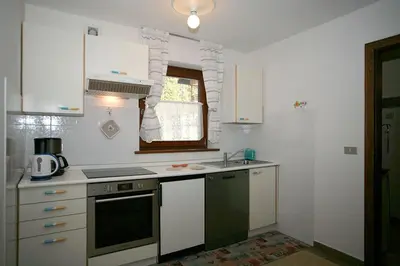 a kitchen with a sink and a stove top oven at Residence Roacia in Alba di Canazei