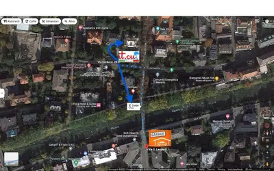 a map of a city with a blue arrow at Villetta Italia IT.CU in Merano