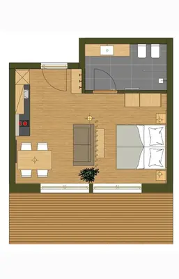 a floor plan of a small apartment with at Oberzerod Apartments in Siusi
