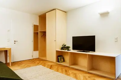 a living room with a flat screen tv on a wall at Gourmet - Boutique Hotel Tanzer in Falzes