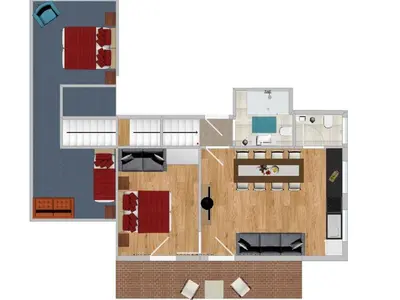 a drawing of a floor plan of a house at Appartements Tirol in San Lorenzo di Sebato