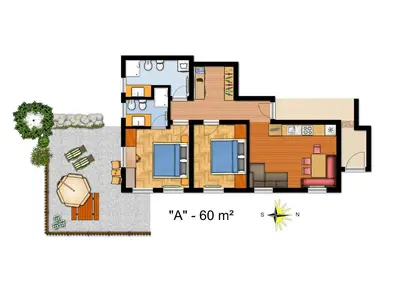 a drawing of a house with a floor plan at Ciasa Col Cuch in La Villa