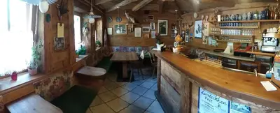 an overhead view of a bar in a restaurant at Verleierhof in Castelrotto