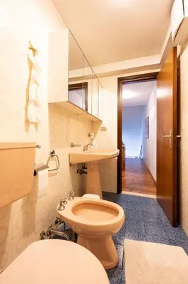 a bathroom with a toilet and a sink at Cesa Molin in Campitello di Fassa