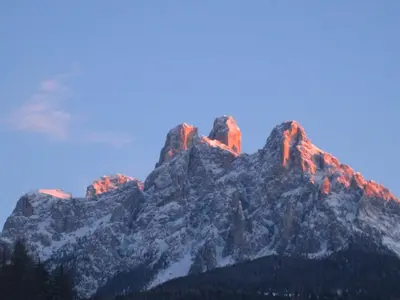 a mountain with snow on top of it at Casa Caterina in Fiera di Primiero