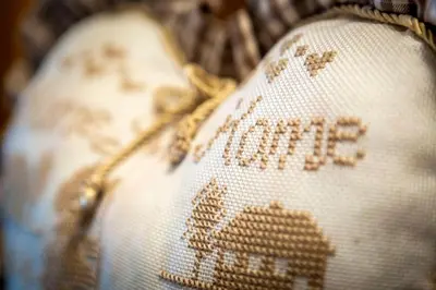 a close up of a white ball with a gold pattern at Valle Maura in Canazei