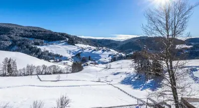 a snow covered mountain with the sun in the background at Hotel Sonnenheim in Avelengo