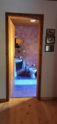 a bathroom with a toilet and a sink at Villa for a get away in Soprabolzano