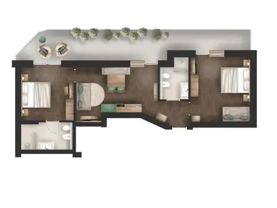 a rendering of a floor plan at Laurena Aparthotel in Naz-Sciaves