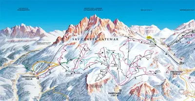 a map of the snow covered mountains at Appartamento Dolomiti in Predazzo