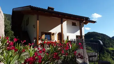 a small house with flowers in front of it at Lafreiderhof in Castelrotto