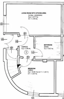 a floor plan of a building with diagrams at Apartments Cableway Canazei in Canazei