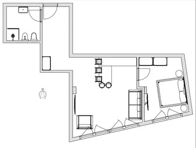 a drawing of a house with a floor plan at Apartments Iris in Merano