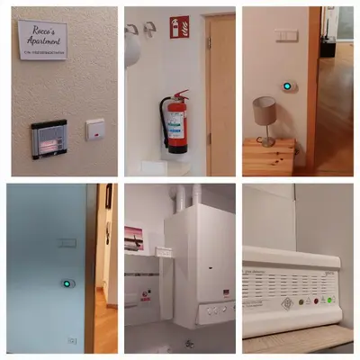 a collage of pictures of different items in a room at ROCCO's APARTMENT - in centro a Merano in Merano