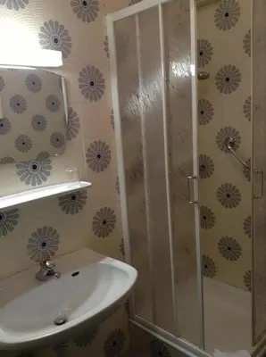 a bathroom with a shower and a sink at Hotel Daniela in Merano