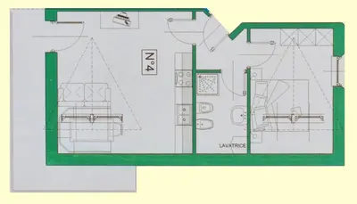 a drawing of a floor plan of a house at Villetta Enrosadira in Vigo di Fassa