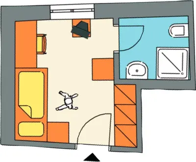 a drawing of a floor plan of a house at Hotel Grüner Baum in Bressanone