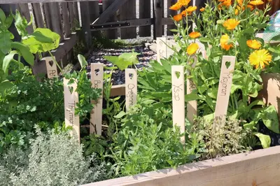 a garden with flowers in a wooden box at Schneiderhof in Valdurna