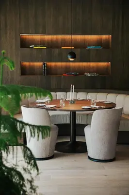 a dining room with a table and chairs at Badia Hill in Badia