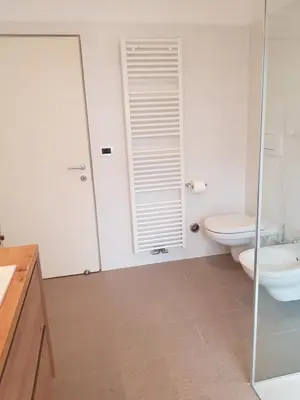 a bathroom with a toilet and a sink at Hager Apartment 3 in Merano