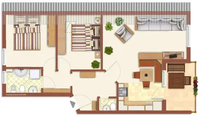 a floor plan of a house with at Schlernwohnung in Seis am Schlern in Siusi